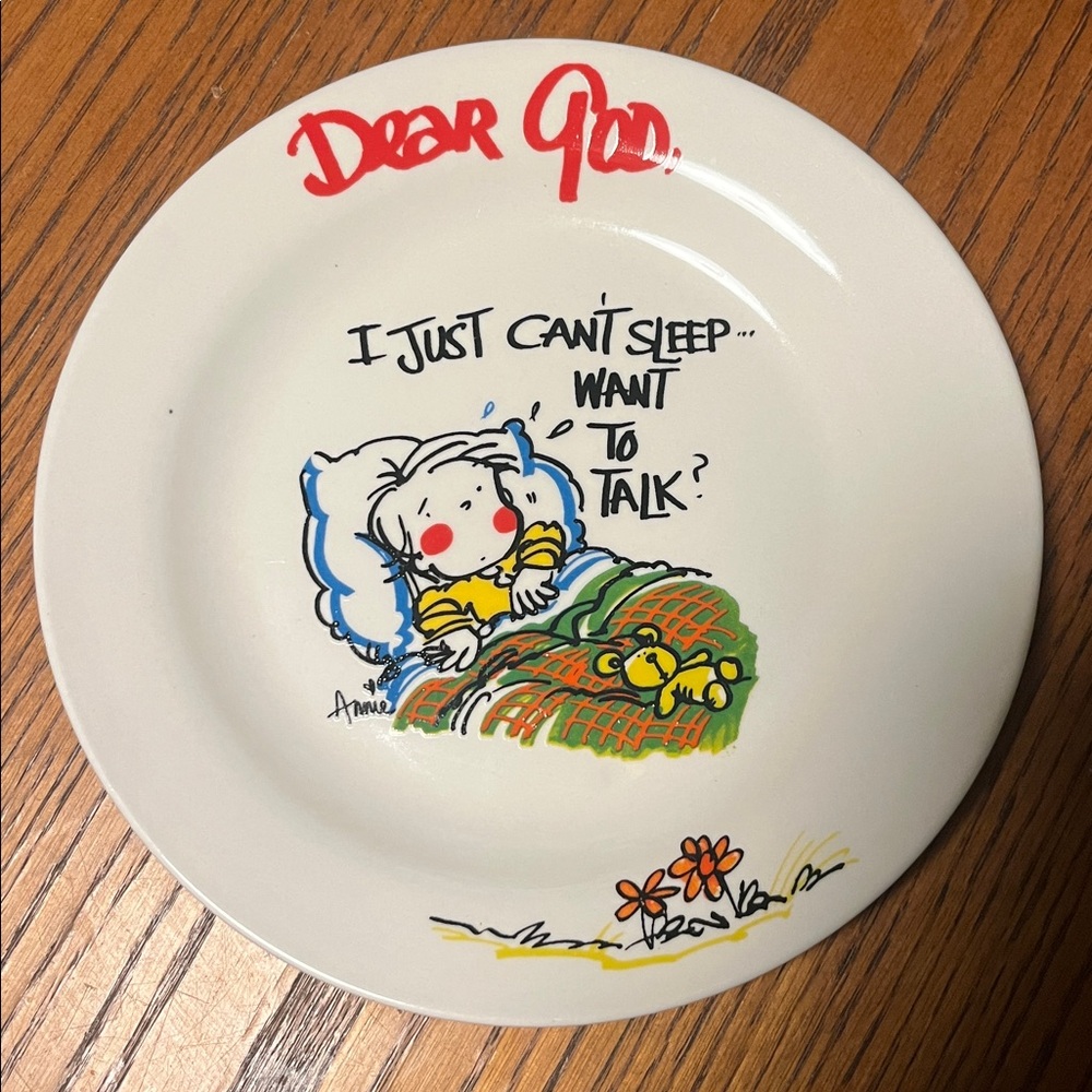 Vintage Royal Norfolk "Dear God" Plate 8" Preowned White With Graphics